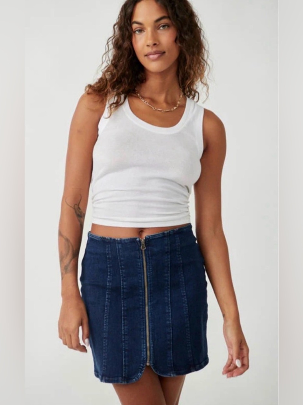 We The Free Layla Denim Mini Skirt In deep Indigo